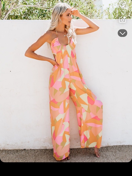 Vici Pants - Vici Colorblock Wide-Leg Jumpsuit in Pink & Orange